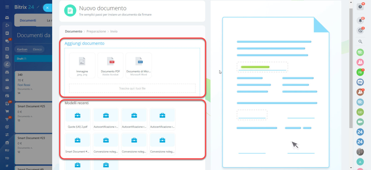 Creare e inviare un documento elettronico da firmare